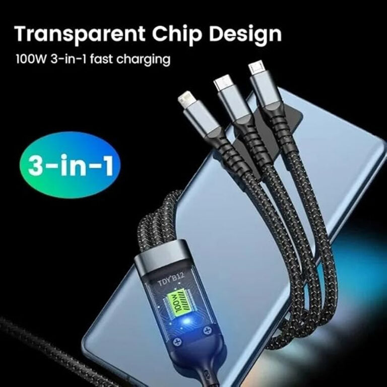 Super-Fast Charging 3-in-1 100w Data Cable