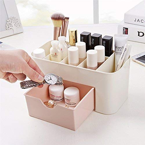 Plastic Multi Functional Rectangular Cosmetics Storage Organizer Box with Drawer