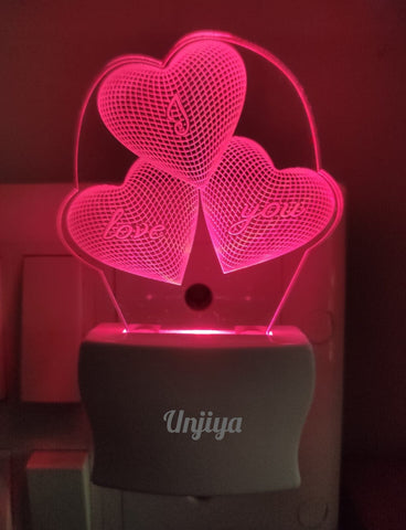 Triple Heart I Love You Design Led lamp