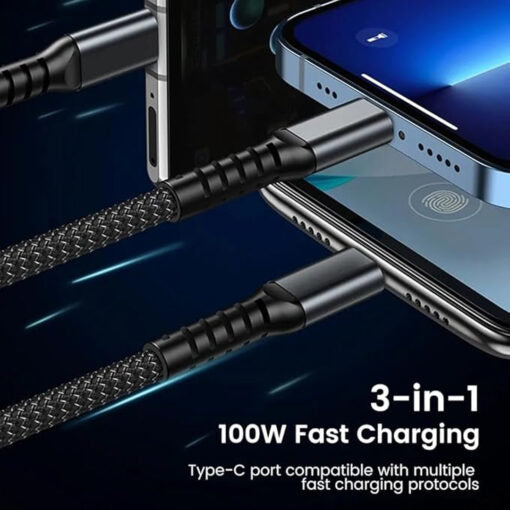 Super-Fast Charging 3-in-1 100w Data Cable