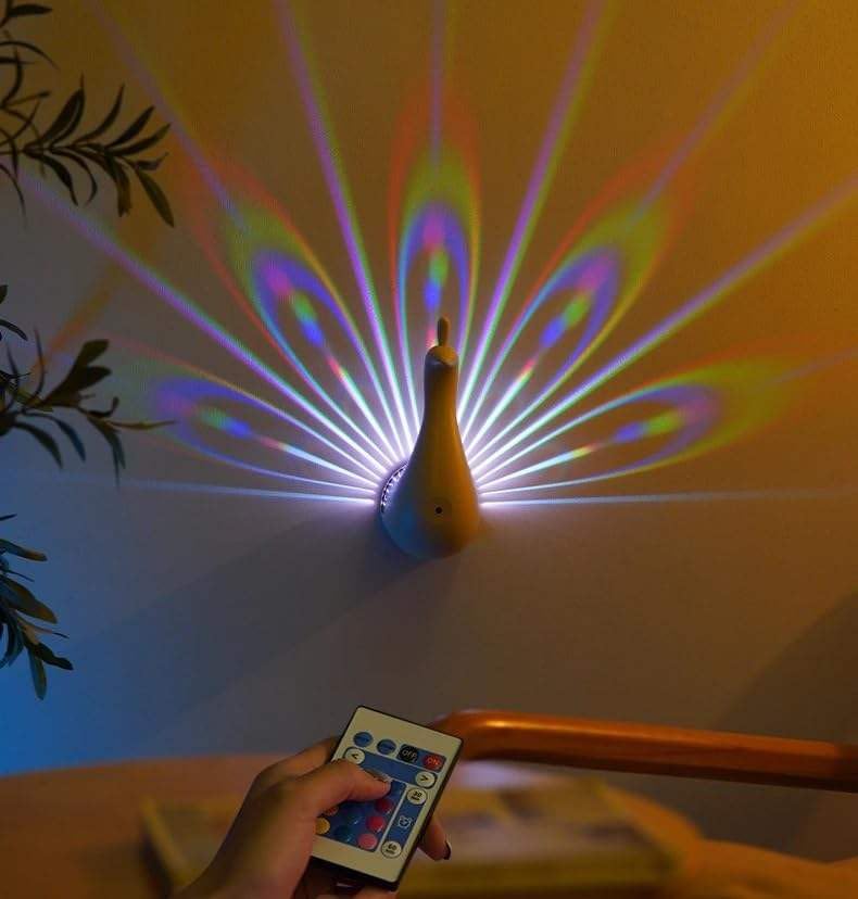 Peacock Lamp Creative Peacock Colorful Projection Wall Lamp