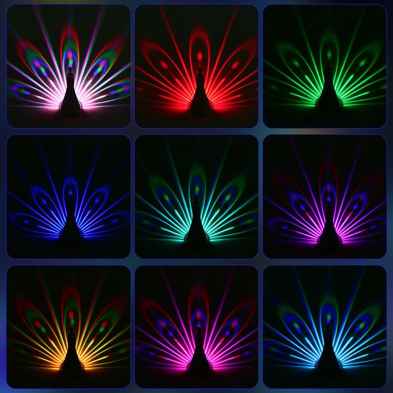 Peacock Lamp Creative Peacock Colorful Projection Wall Lamp