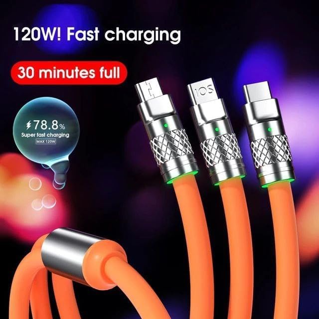 3 In 1 Fast Charging Data Cable,120W