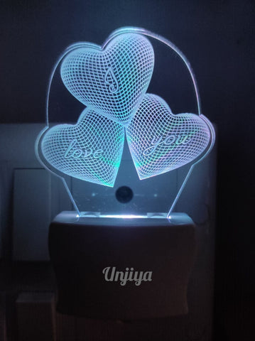 Triple Heart I Love You Design Led lamp